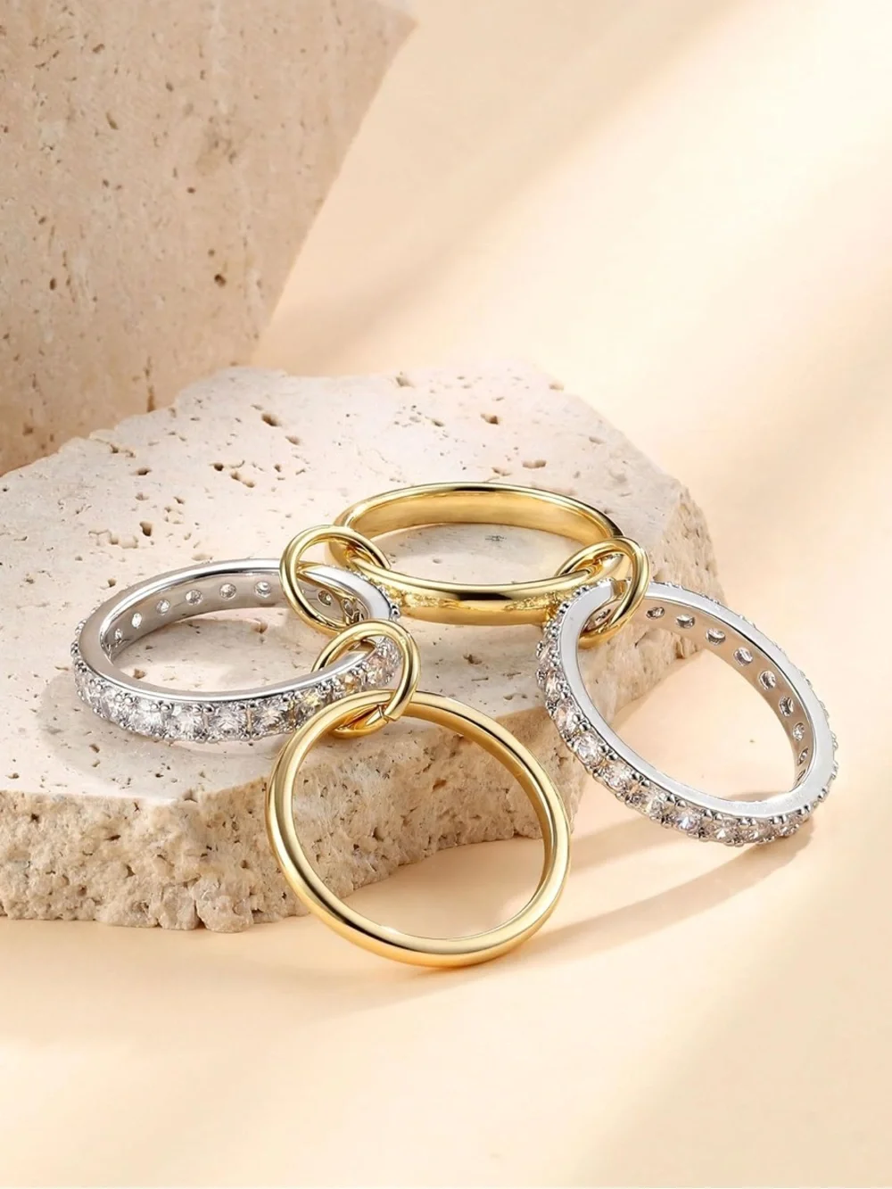 Iconic Sculptural Gold Silver Pave Ring
